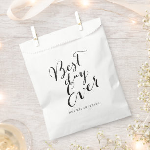 Beste dag ooit Script Chic Calligraphy Naam Bruilo Bedankzakje