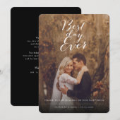 Beste dag ooit Stijlvol schrift Foto Moderne bruil Bedankkaart (Voorkant / Achterkant)