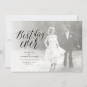 Beste dag ooit stijlvol script foto Moderne bruilo Bedankkaart (Voorkant)