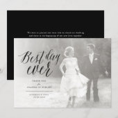 Beste dag ooit stijlvol script foto Moderne bruilo Bedankkaart (Voorkant / Achterkant)