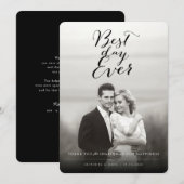 Beste dag ooit stijlvol script foto Moderne bruilo Bedankkaart (Voorkant / Achterkant)