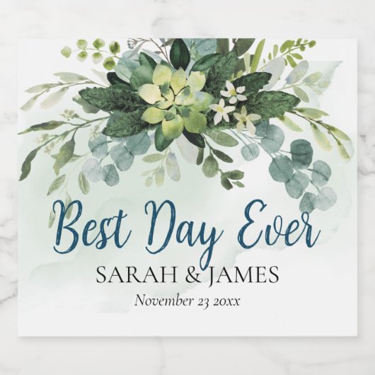 Beste Dag Ooit Succulent Bruiloft Bloemen Botanisc Bier Etiket (Enkel label)