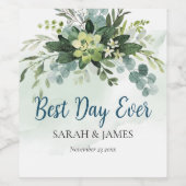 Beste Dag Ooit Succulent Bruiloft Bloemen Botanisc Wijn Etiket (Enkel label)