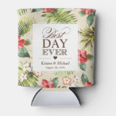 BESTE DAG OOIT - Tropische bladeren Florale ananas Blikjeskoeler (Voorkant)