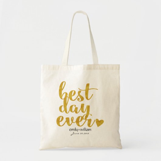 Beste dag ooit|Trouwcadeau / Trouwgunst|Goud Tote Bag (Voorkant)