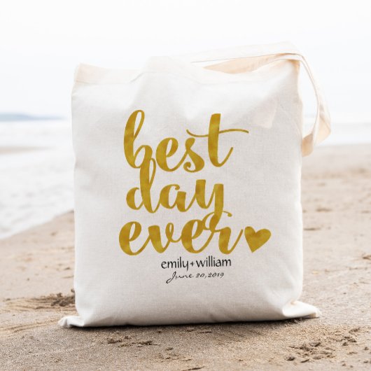 Beste dag ooit|Trouwcadeau / Trouwgunst|Goud Tote Bag