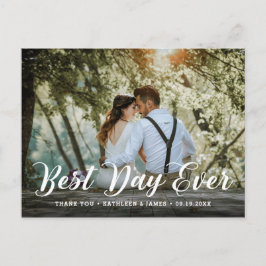 Beste dag ooit | Trouwfoto Dank u wel Briefkaart