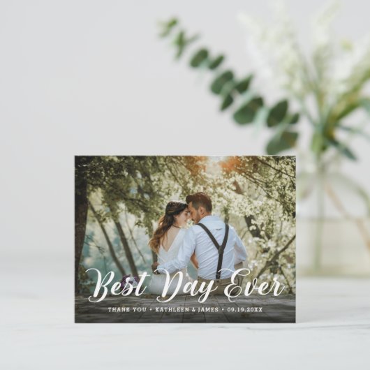 Beste dag ooit | Trouwfoto Dank u wel Briefkaart (Staand voorkant)