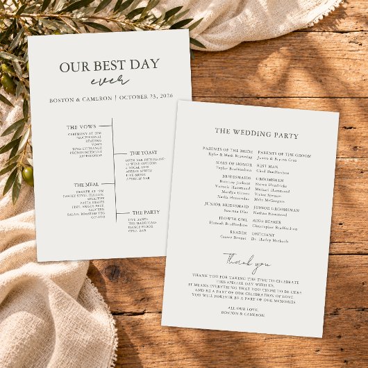Beste Dag Ooit Trouwtijdlijn Ceremonie Programma Programmakaart