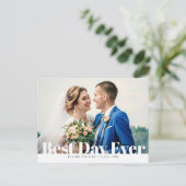 BESTE DAG OOIT, vetgedrukte tekst trouwdank je kaa Briefkaart (Staand voorkant)