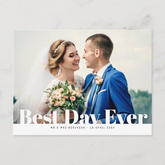 BESTE DAG OOIT, vetgedrukte tekst trouwdank je kaa Briefkaart (Voorkant)