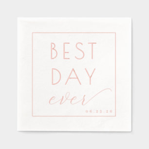 Beste Dag Ooit Viering Koraal Roze Minimalistisch Folie Servetten