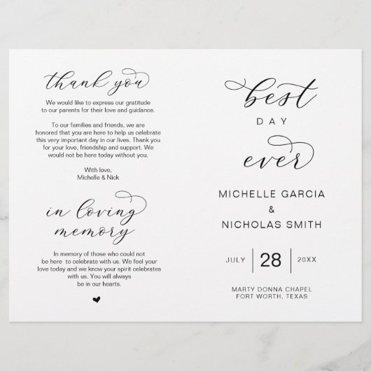 Beste dag ooit, vouwbare weduwprogramma's (Voorkant)