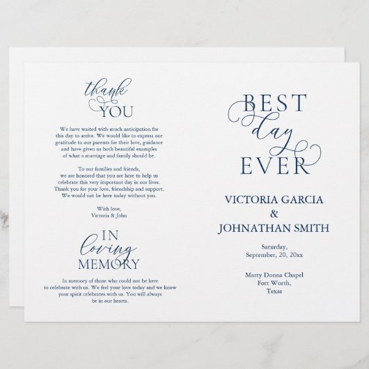 Beste dag ooit, weddenschappen, vouwbare programma (Voorkant / Achterkant)