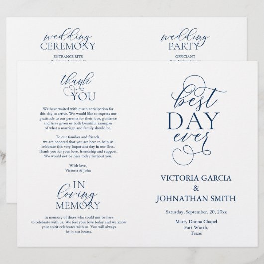 Beste dag ooit, weddenschappen, vouwbare programma (Voorkant / Achterkant)