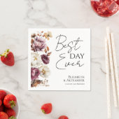 Beste dag ooit | Wijnrood bloemendecor herfsttrouw Servet (Insitu)