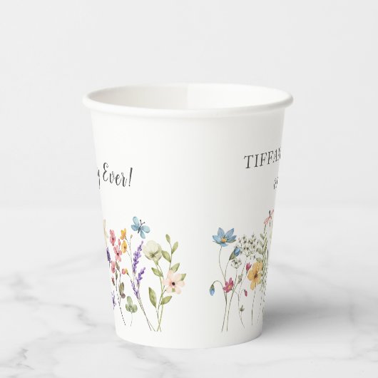 Beste Dag Ooit Wildflower Bloemen Bruiloft Custom Papieren Bekers (Links)