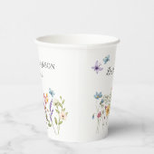 Beste Dag Ooit Wildflower Bloemen Bruiloft Custom Papieren Bekers (Rechts)