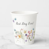Beste Dag Ooit Wildflower Bloemen Bruiloft Custom Papieren Bekers (Voorkant)