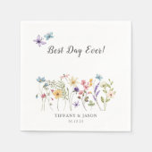 Beste dag ooit Wildflower Floral bruiloft cocktail Servet (Voorkant)