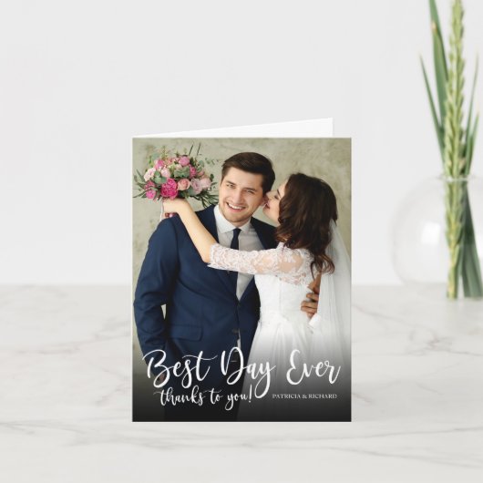 Beste dag op legante bruiloft Dank je foto Bedankkaart (Voorkant)