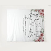 Beste dag Script Floral bruiloft foto achtergrond Wandkleed (Voorkant (horizontaal))