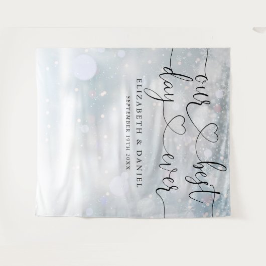 Beste Dag Script Winter Bruiloft Foto Achtergrond Wandkleed (Voorkant (horizontaal))