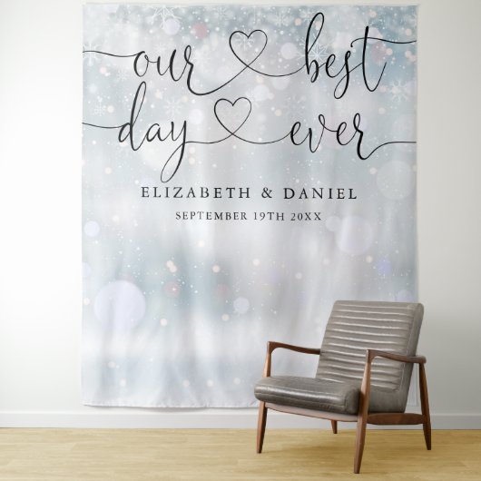 Beste Dag Script Winter Bruiloft Foto Achtergrond Wandkleed (In situ)