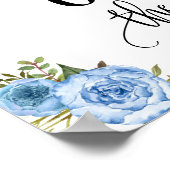 Beste dag trouwdatum: dag blauwe bloem poster (Hoek)