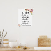 Beste dag trouwdatum: dag roze florale bloem poster (Keuken)