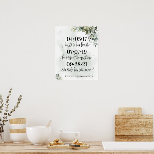 Beste dag trouwdatum ja dag eucalyptus succulent poster (Keuken)