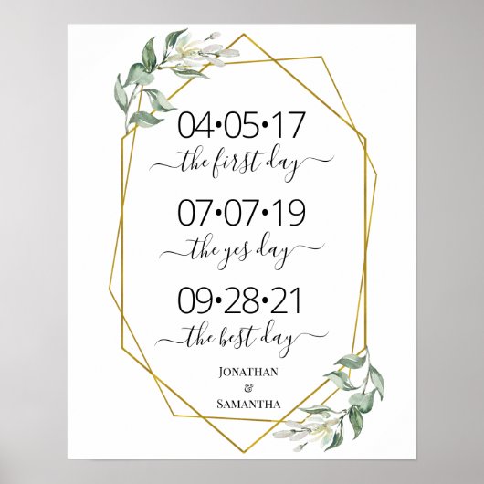 Beste dag trouwdatum ja dag groen goudteken poster (Voorkant)