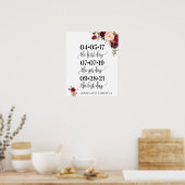 Beste dag trouwdatum ja dag marsala floral poster (Keuken)