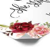 Beste dag trouwdatum ja dag marsala floral poster (Hoek)