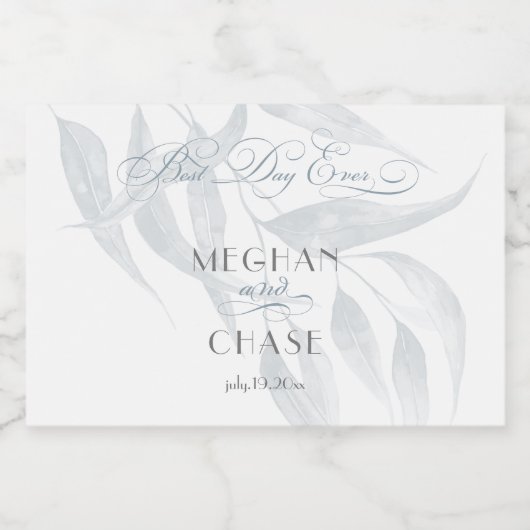 Beste dag van de blauwe kleeflaag sparkling wijnetiket (Enkel label)