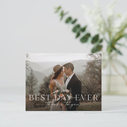 Beste dag van de bruiloft Dank u Briefkaart (Staand voorkant)