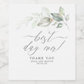 Beste dag van de bruiloft wijn etiket (Enkel label)