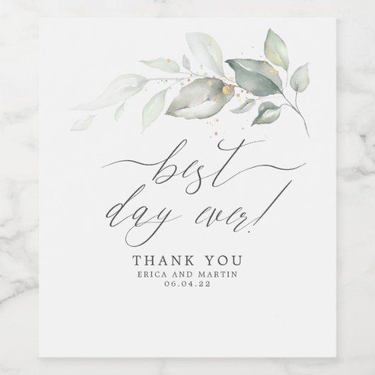 Beste dag van de bruiloft wijn etiket (Enkel label)