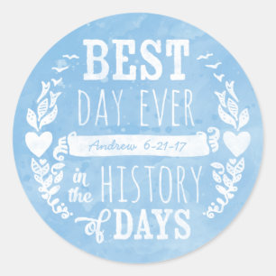 Beste dag van de Waterverf, Baby Boy Birthday Ronde Sticker