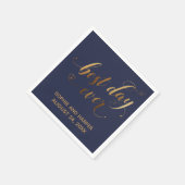 Beste dag van goud en marine, kalligrafie met hart servet (Hoek)