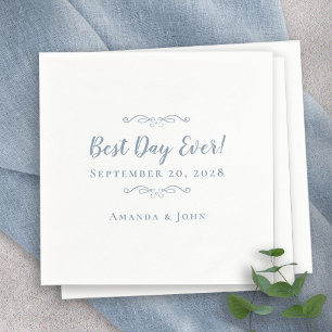 Beste dag van het huwelijk Elegant Party Dusty Blu Servet