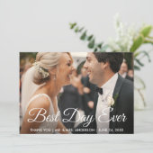 Beste dag van het huwelijk Foto Hartelijk dank Bedankkaart (Staand voorkant)