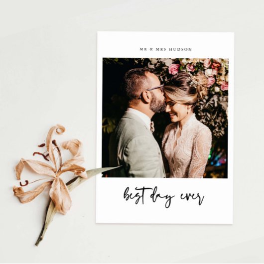 Beste dag van het huwelijk Foto Hartelijk dank Bedankkaart