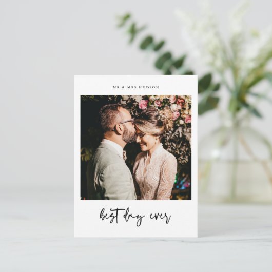 Beste dag van het huwelijk Foto Hartelijk dank Briefkaart (Staand voorkant)