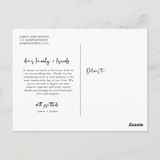 Beste dag van het huwelijk Foto Hartelijk dank Briefkaart (Achterkant)