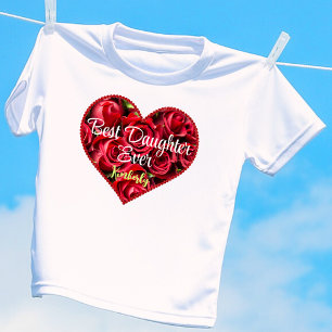 Beste Daughter Ever Modern Red Heart Moederdag T-shirt