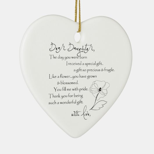 Beste Daughter Heart Ornament (Rechts)