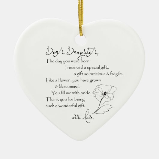 Beste Daughter Heart Ornament (Voorkant)