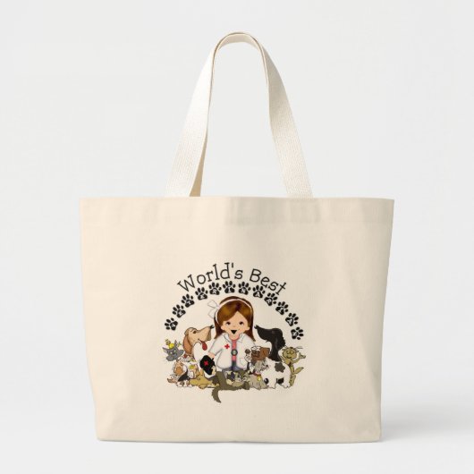 Beste dierenarts ter wereld - Vrouw Brown Hair Grote Tote Bag (Voorkant)