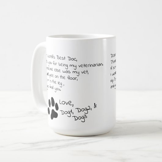 Beste dierenarts Veelvoudige Pet Names Coffee Mok (Voorkant links)